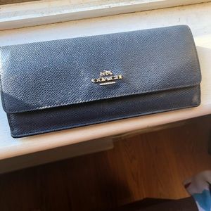 Coach leather blue wallet snake leather